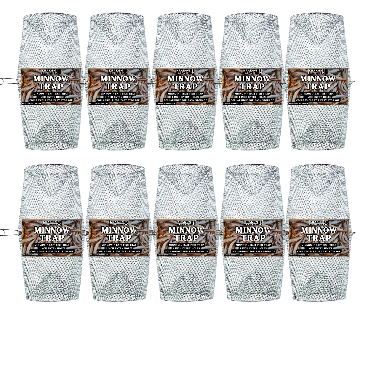 10 PACK Minnow Trap Galvanized Steel (1 Inch Entry Hole) Bait Traps