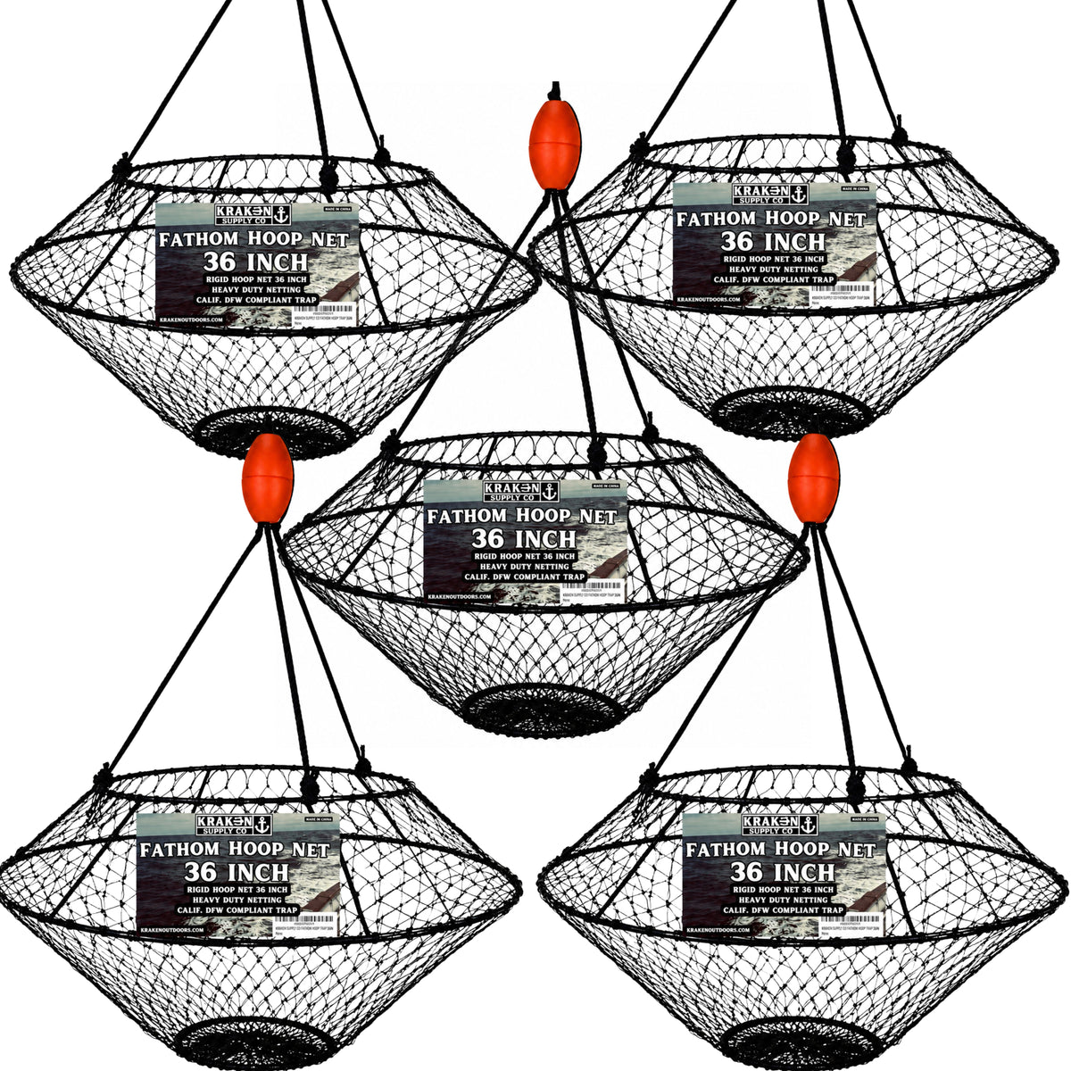 5 PACK Fathom Trap 36 Inch Hoop Net